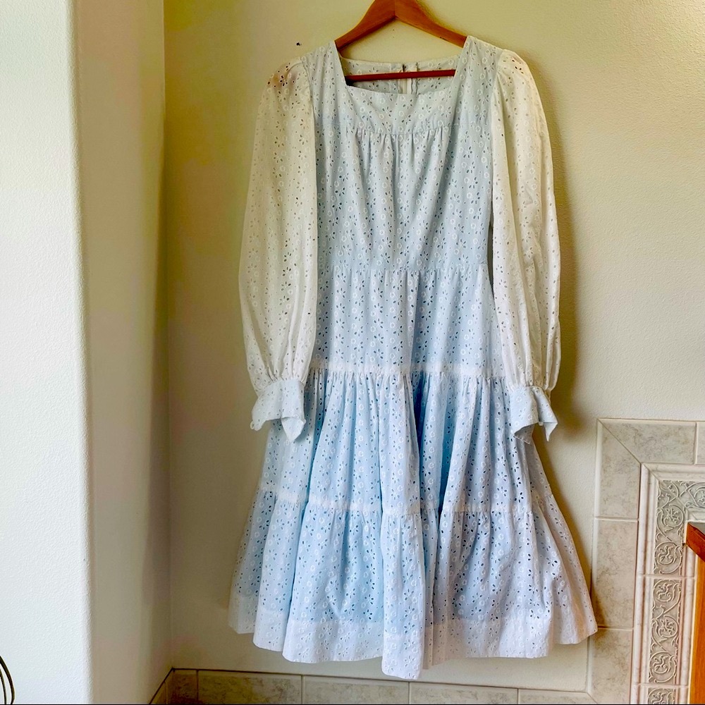 Vintage prairie EYELET dress fully lined Size S